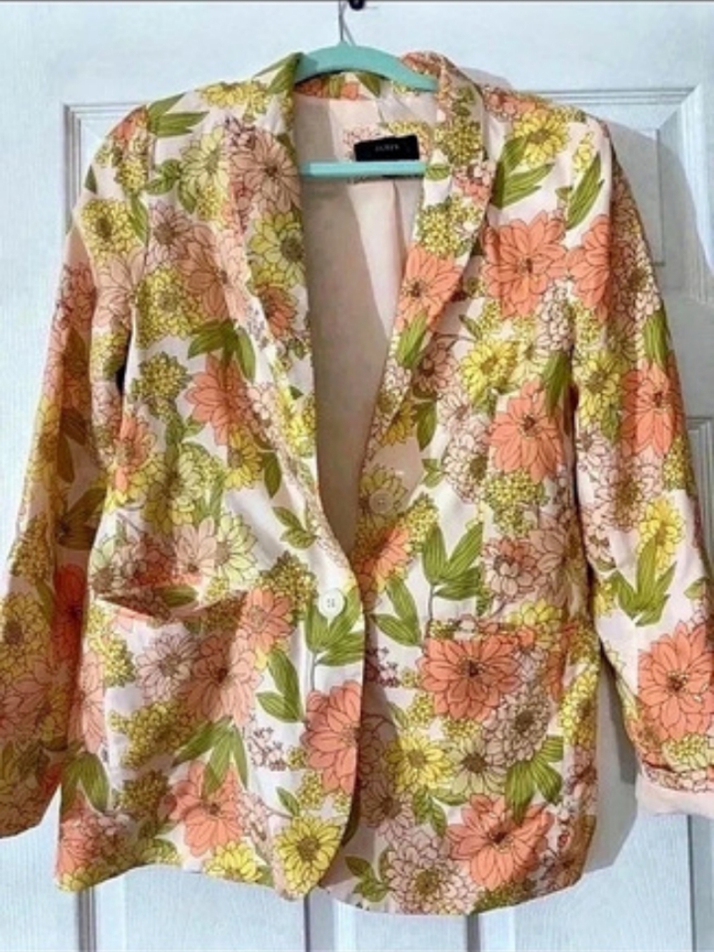J.Crew Cupro-blend long Parke blazer in zinnia floral Parke Floral Blazer Pink &